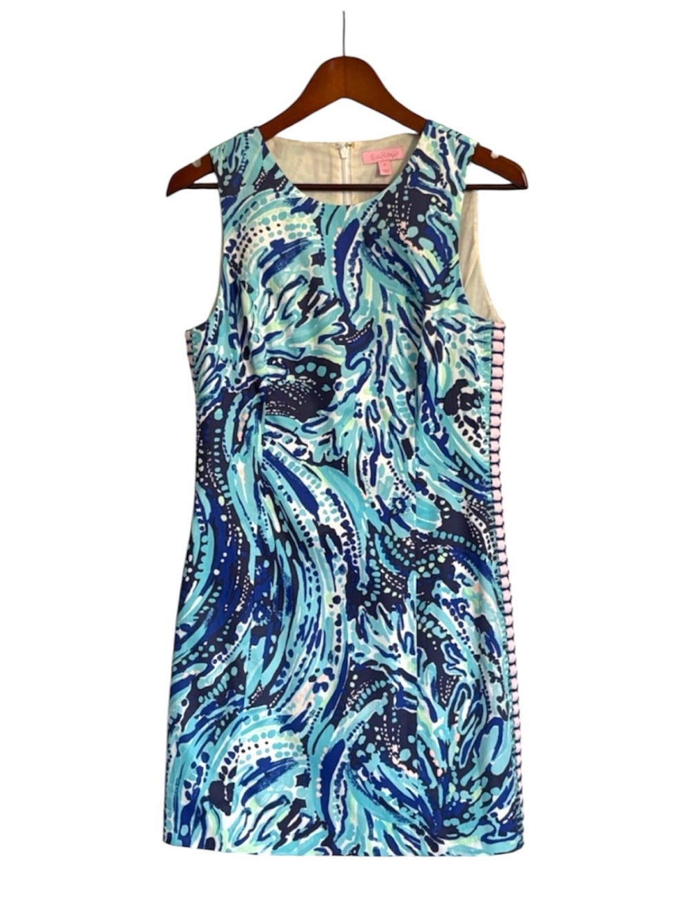 Lilly Pulitzer Mila Shift Dress Bright Navy Crash The Bash Pattern Size 4
